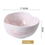 Creative love heart-shaped ceramic tableware couple bowl and spoon set