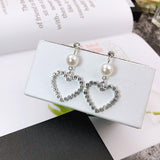 Korean bow tassel earrings asymmetric pearl flower earrings