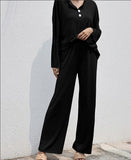 Women's Clothing Stand-up Collar Long Sleeve Shirt Straight-leg Trousers Suit