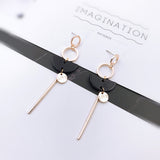 Korean bow tassel earrings asymmetric pearl flower earrings