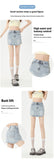 Women's High Waist Slit Stretch A- Line Denim Skirt