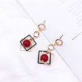 Korean bow tassel earrings asymmetric pearl flower earrings