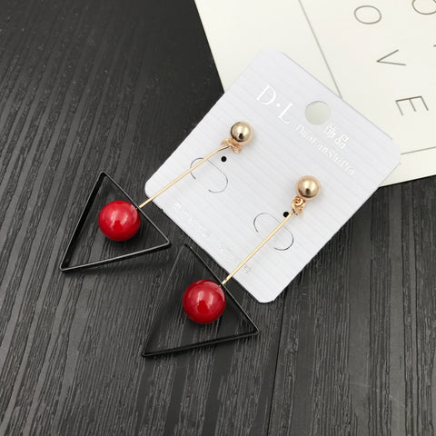 Korean bow tassel earrings asymmetric pearl flower earrings