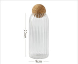 Striped Borosilicate Glass Cork Ball Storage Jar