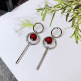 Korean bow tassel earrings asymmetric pearl flower earrings