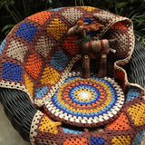 Pure hand crochet tapestry woolen blanket