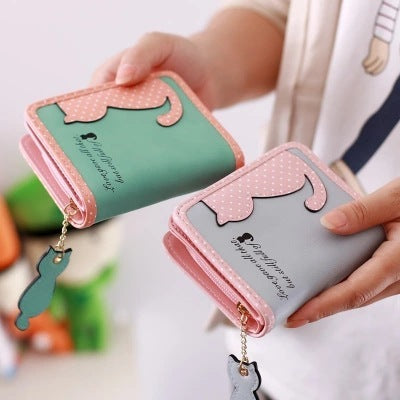 new style cartoon short wallet female Korean version lovely girl child vertical zipper position