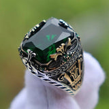 Inlaid Emerald Men's Luxury Ring Personality Retro