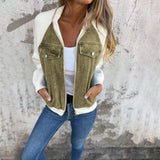 Fashion Denim Patchwork Jacket Casual Hooded Zipper Jacket Women's Clothing