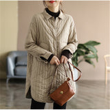 Korean Style Artistic Relaxed-fit Casual Quilted Shirt Coat