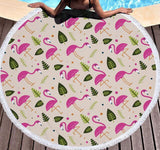 Flamingo round beach towel