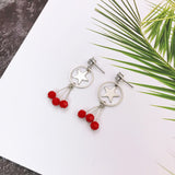 Korean bow tassel earrings asymmetric pearl flower earrings