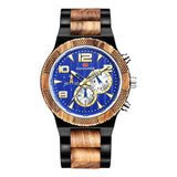 Kunhuang New Men's Watch Big Dial Movement Multi Function Sandalwood Quartz Watch With Luminous