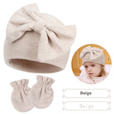 Newborn Fetal Cap Baby Bow Sleeve Cap Fashionable Warm Toddler Gloves Plus Tire Cap