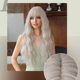 Silver Pink Curly Long Hair Full-head Wig Natural Realistic Fluffy Lolita Anime Cosplay