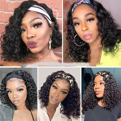 Fashionable Shoulder Length Hairband Wig Small Curly Short Curly Hair