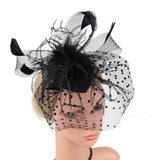 Vintage Ladies Party Feather Head Flower Bridal Top Hat Headdress