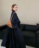 Autumn And Winter New Elegant Belt Knitted Trench Coat For Women