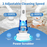 Electric Spin Scrubber, Bathroom Cleaning Brush, 2 Speeds With 5 Replacement Heads, Shower Scrubber Brush With Long Handle For Kitchen, Bathtub, Floor, Toilet,