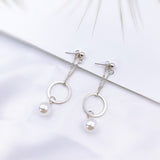 Korean bow tassel earrings asymmetric pearl flower earrings