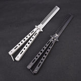 Outdoor Foldable Comb Stainless Steel Practice Training Butterfly Knife Comb Beard Moustache Brushe Salon Hairdressing Hair Styling Tool