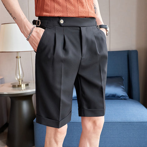 Lightly Mature British Solid Color Casual Simple Naples Mid Waist Shorts