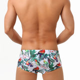 Flower-bird Print Fashion Men's Small Boxer Swimming Trunks