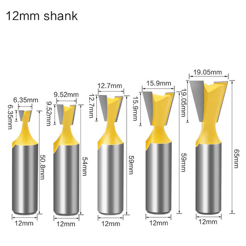 Five-piece Dovetail Woodworking Cutter Set