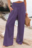 Women's Pants Casual Wide Leg Cotton Linen Loose Trousers