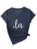 Letter V-neck T-shirt Simple Women