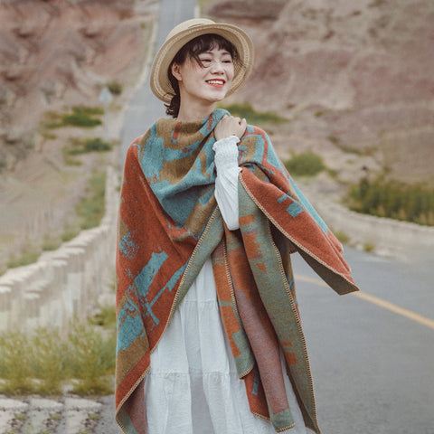 All-match Vintage Shawl Cloak Desert Cloak Photo Thickened Autumn And Winter Scarf