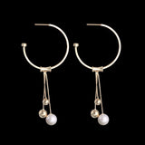 Geometric circle earrings female s925 sterling silver tassel long section pearl earrings fashion hypoallergenic earrings