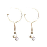 Geometric circle earrings female s925 sterling silver tassel long section pearl earrings fashion hypoallergenic earrings