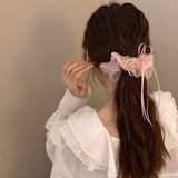 Female Ribbon Seersucker Ballet Style Bowknot Hair Ring