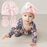 Newborn Fetal Cap Baby Bow Sleeve Cap Fashionable Warm Toddler Gloves Plus Tire Cap