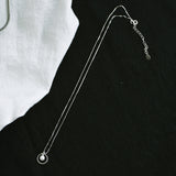 S925 sterling silver circle pearl necklace female Korean simple light bulb clavicle chain short sweet gas 7252