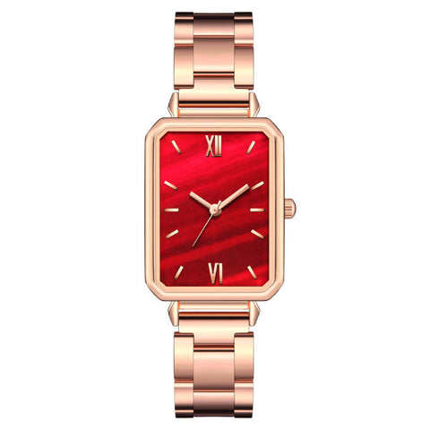 Women's Fashion Casual Square Steel With Quartz Watch