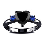 New European and American love shaped ring plated 925 silver black gold black gun color ring engagement jewelry