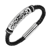 Punk stainless steel leather bracelet