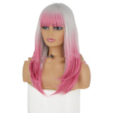 Wig Female Gray Air Straight Bangs Long Hair Slightly Curly Wig Head Cover