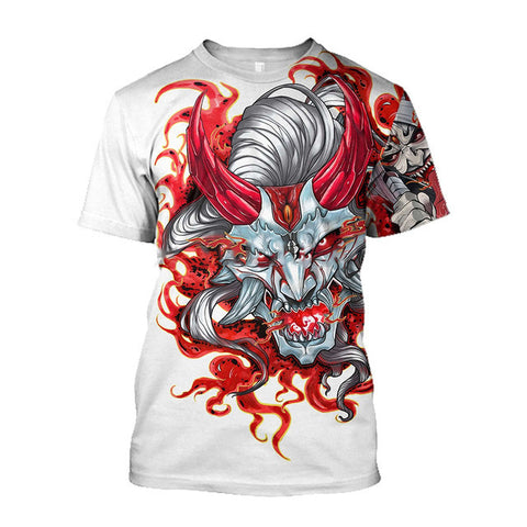 3D Men's T-shirt Samurai Printed T-shirt Loose Round Neck