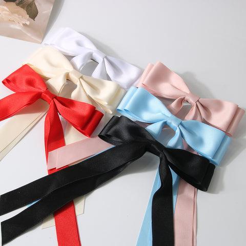 Bow Spring Clip Hairpin Sweet Double Large Ribbon Hairpin Long Ribbon Hair Accessories