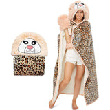 Leopard Print Hooded Blanket Cloak