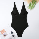 Women's One-piece Solid Color Lace-up Slim Fit One Piece Swimsuit