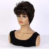 Women's Fashion Side Bangs Fluffy Pick Color Short Curly Wig Head Cover