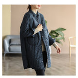 Korean Style Artistic Relaxed-fit Casual Quilted Shirt Coat