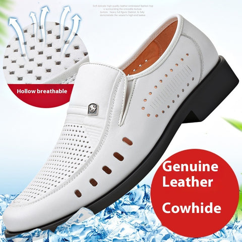 Breathable Leather Sandals Thin Hollow Soft Leather Men's Shoes