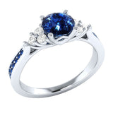 New inlaid sapphire zircon ring European and American hot-plated 925 silver princess engagement ring