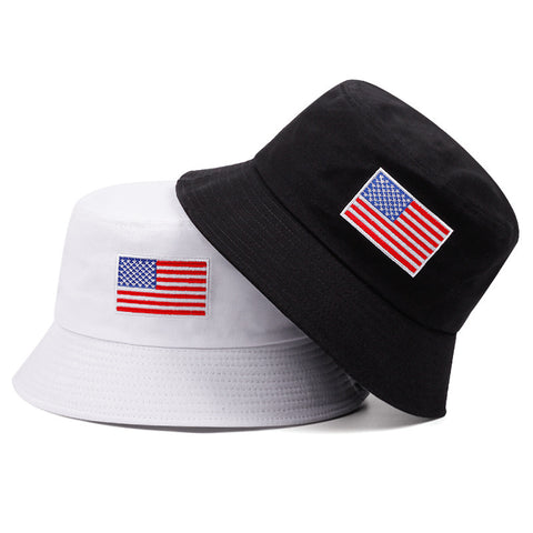 Stars And Stripes Embroidered Fisherman Sun-proof Bucket Hat