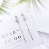 Korean bow tassel earrings asymmetric pearl flower earrings